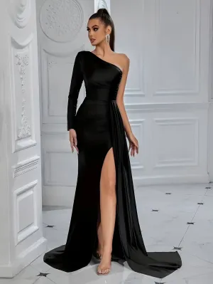 Samira | Elegant draped silk evening dress