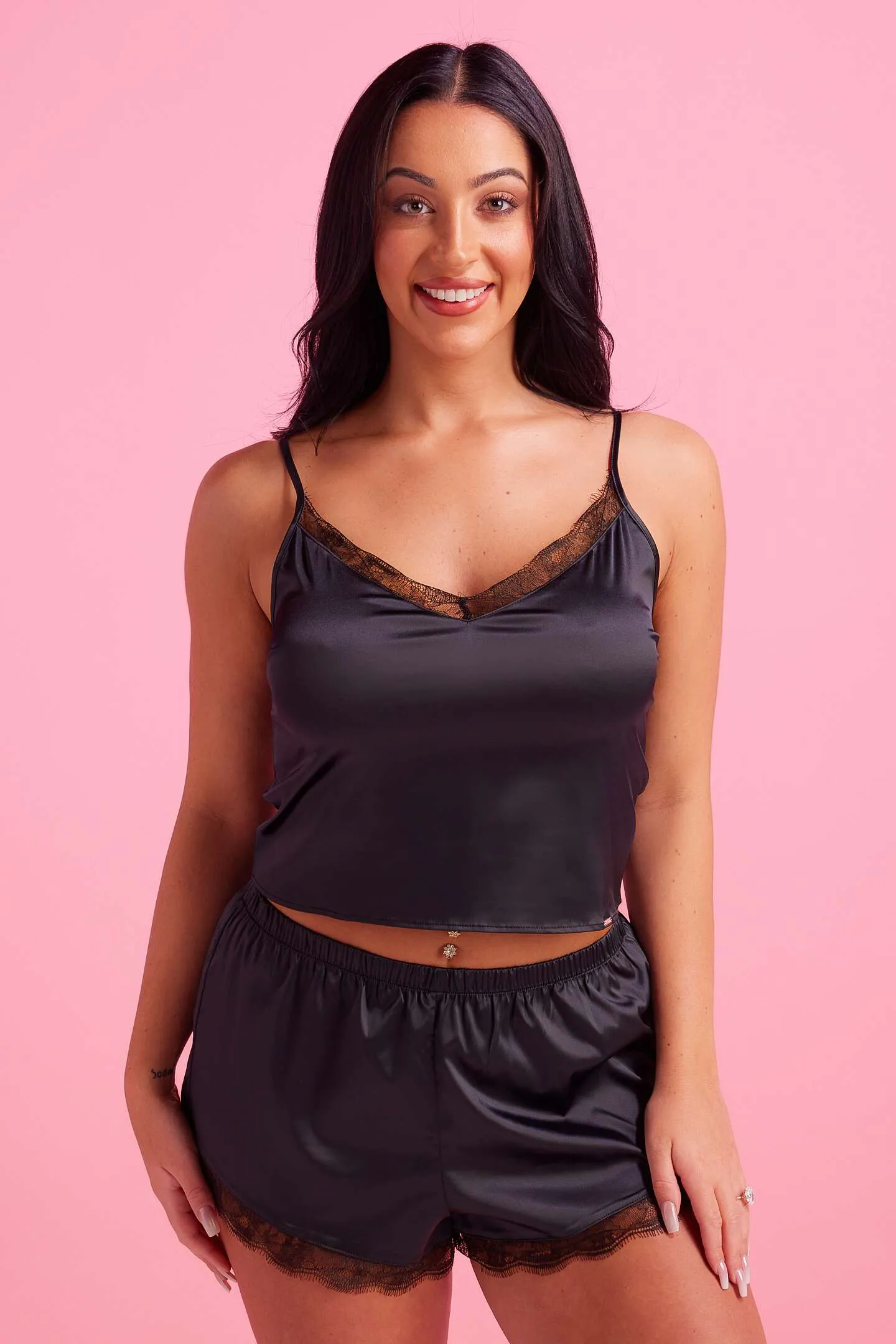 Scarlet Satin Shorts Black