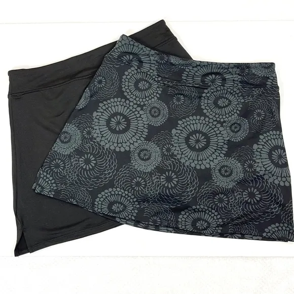 SET OF TWO BLACK PULL-ON SKORTS