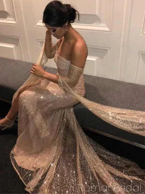 Sexy Sweetheart Sleeveless Mermaid Sequin Long Evening Prom Dresses Online, OLP707
