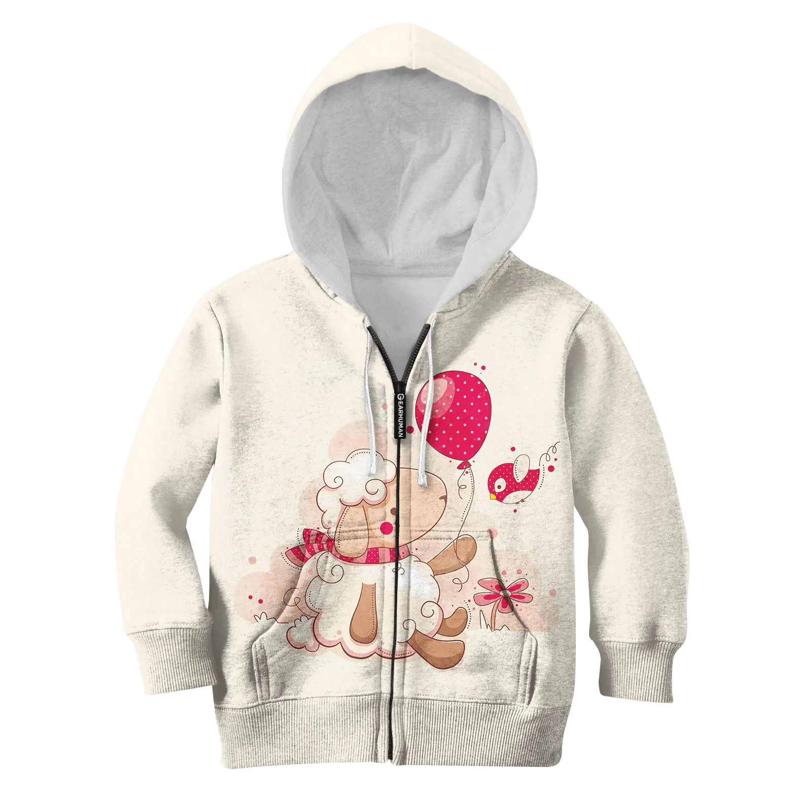 Sheep Giving Balloon To Bird Custom Cosplay Kid Hoodie
