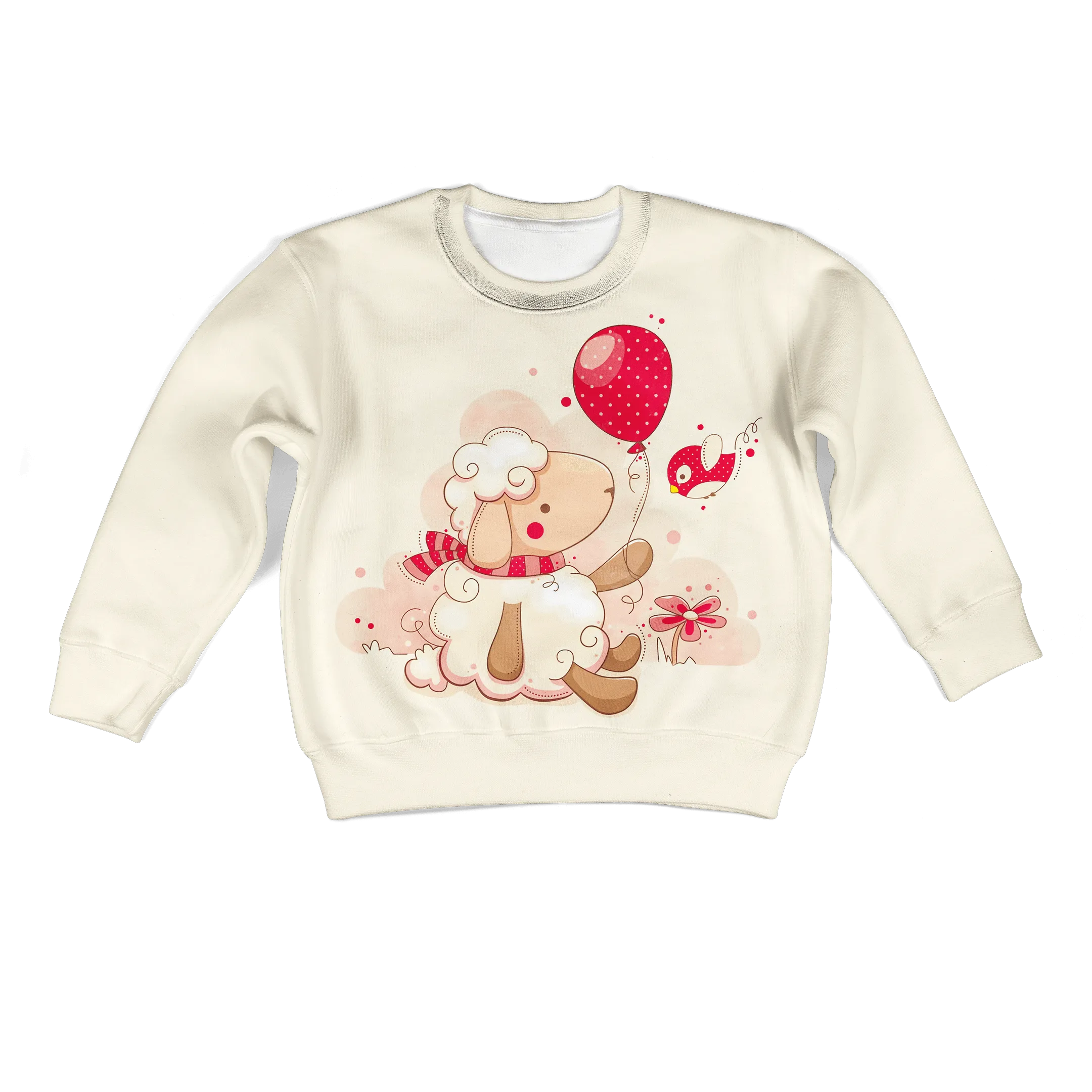 Sheep Giving Balloon To Bird Custom Cosplay Kid Hoodie