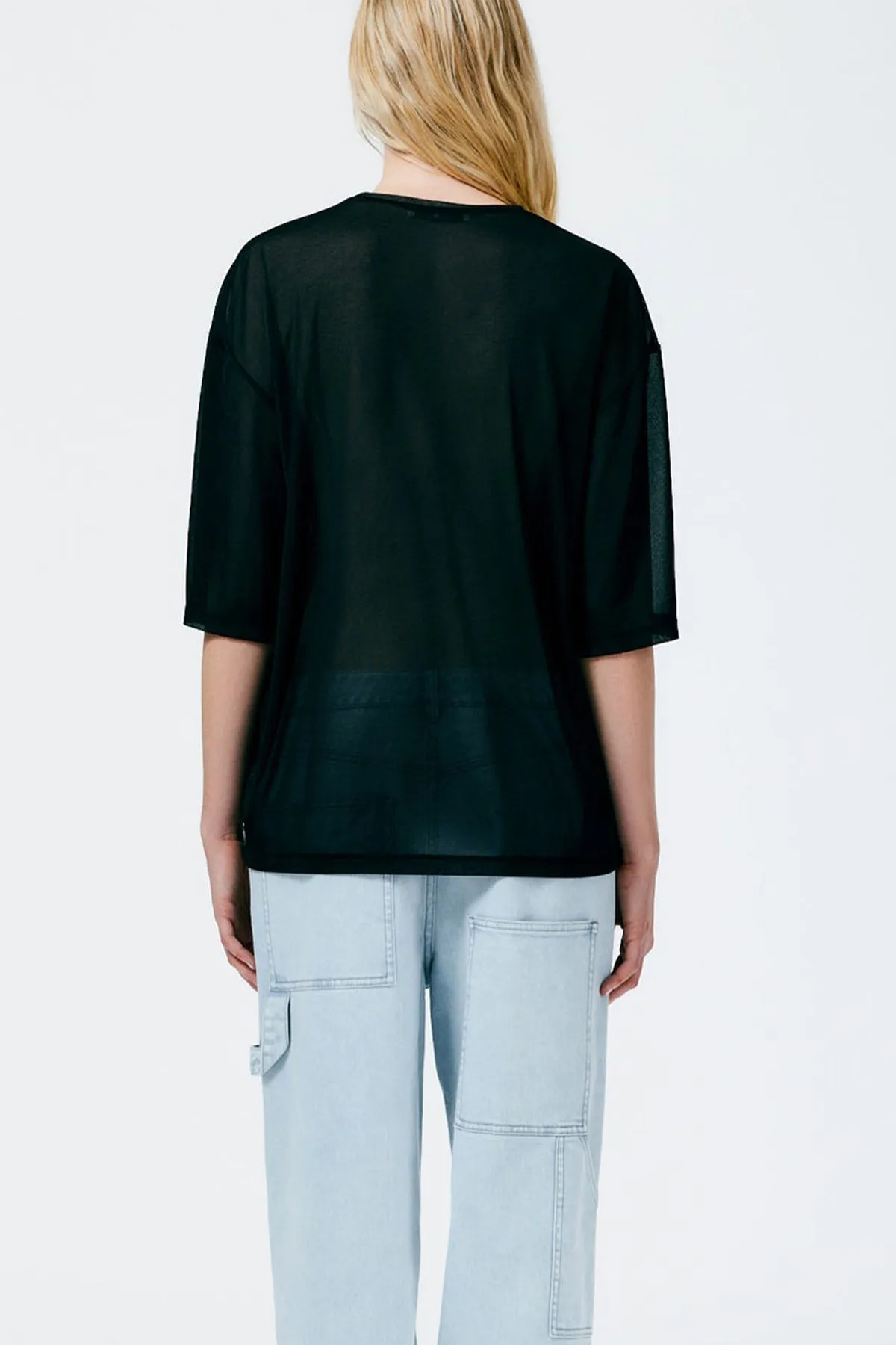 Sheer Gauze Easy T-Shirt in Black