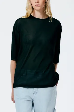 Sheer Gauze Easy T-Shirt in Black