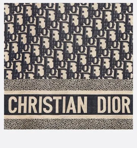 Short-Sleeved Pajama Jacket • Navy Blue and White Silk Twill with Dior Oblique Motif