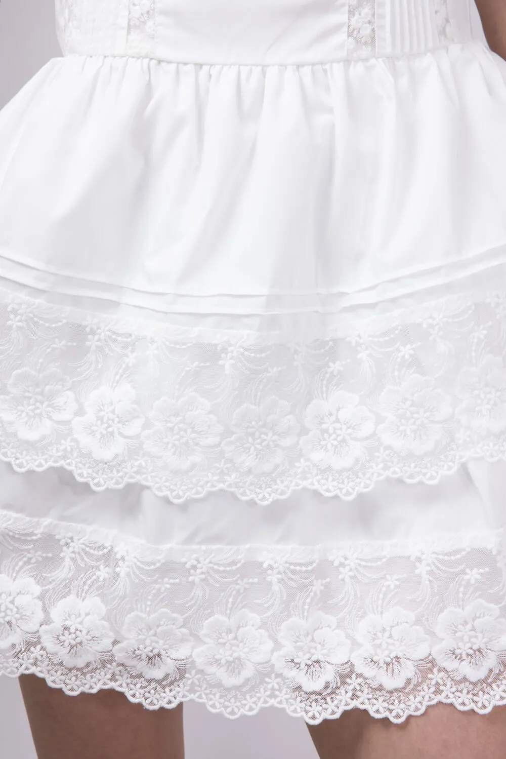Shoulder Tie Tiered Mini Dress for Women in Off White | A3412-OFFWHITE