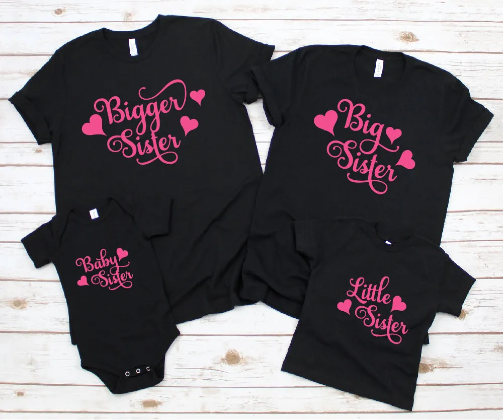 Sisters Matching Black T-shirts
