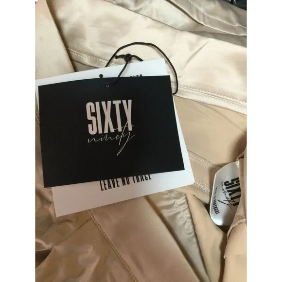 Sixty Ninety Satin Tailored Shorts Recycled Stretch High Waisted Ivory Medium