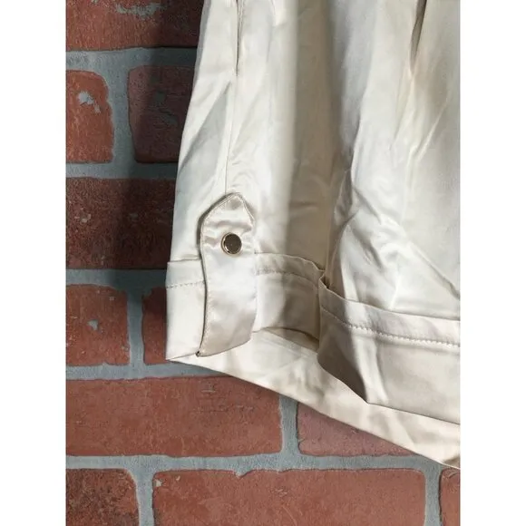 Sixty Ninety Satin Tailored Shorts Recycled Stretch High Waisted Ivory Medium