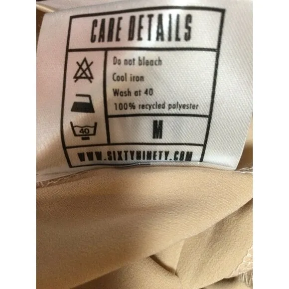 Sixty Ninety Satin Tailored Shorts Recycled Stretch High Waisted Ivory Medium