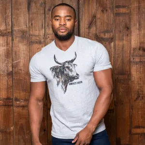 Sketchy Chalk Bull V-Neck Tee - Vervet
