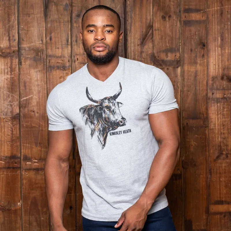 Sketchy Chalk Bull V-Neck Tee - Vervet