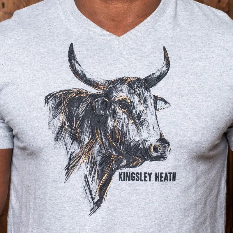 Sketchy Chalk Bull V-Neck Tee - Vervet