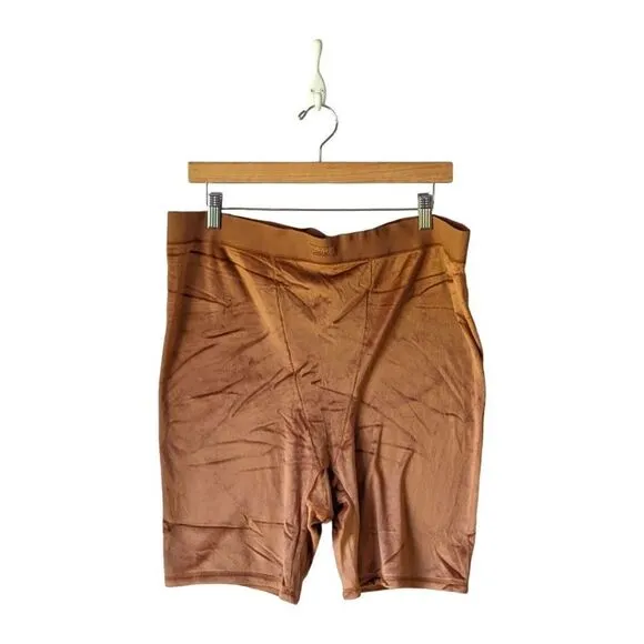 Skims NWT High Rise Stretch Velour Boxer Bike Shorts in Copper Sz 4XL