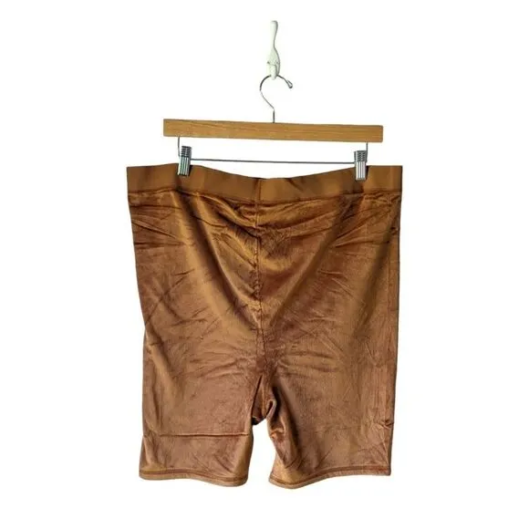 Skims NWT High Rise Stretch Velour Boxer Bike Shorts in Copper Sz 4XL