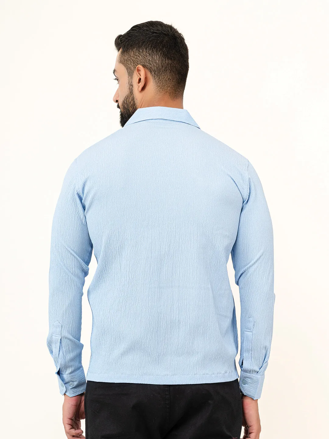 Sky Blue Full Sleeve Popcorn Shirt