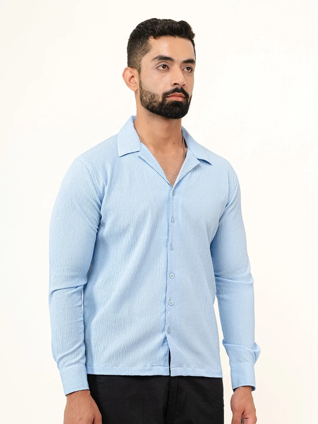 Sky Blue Full Sleeve Popcorn Shirt