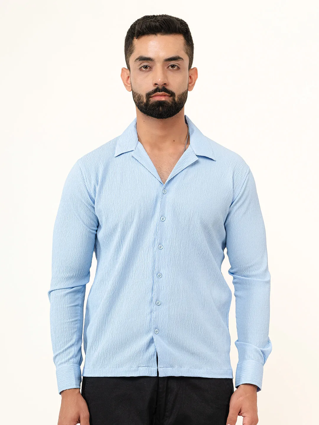Sky Blue Full Sleeve Popcorn Shirt