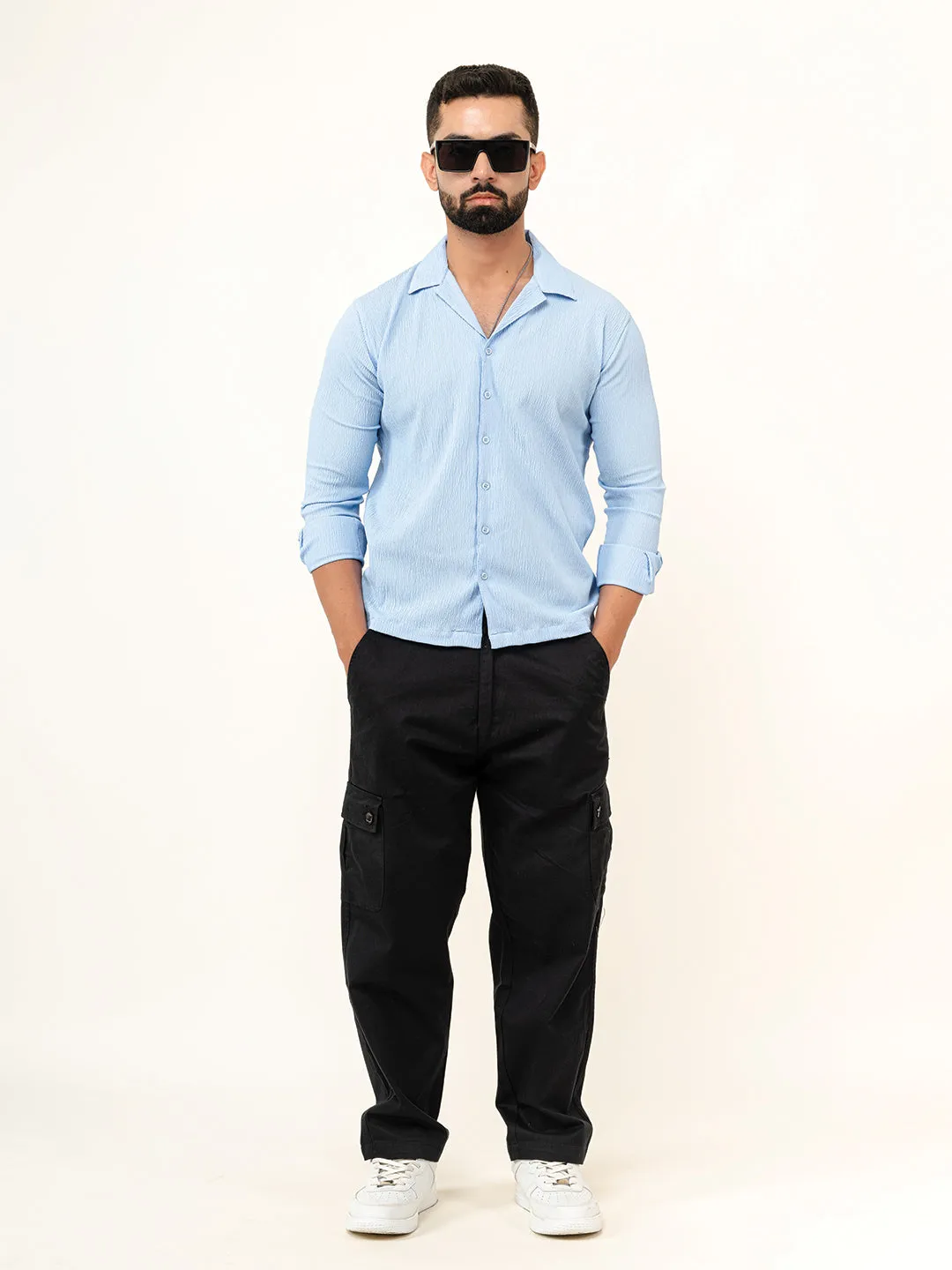 Sky Blue Full Sleeve Popcorn Shirt