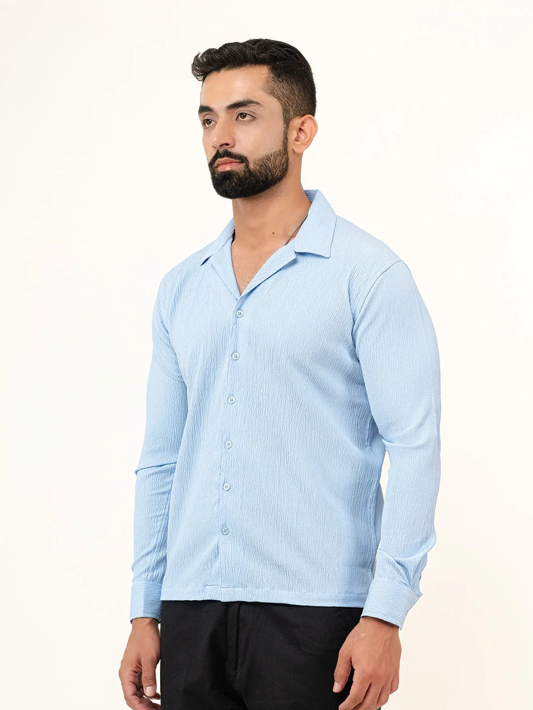 Sky Blue Full Sleeve Popcorn Shirt