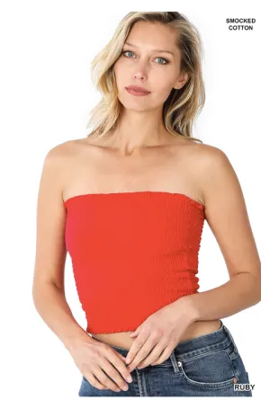 Smocked Tube Top, Ruby Red