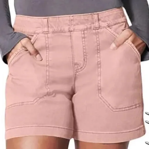 Spanx XSmall Shorts Stretch Twill 6” Shorts in Mauve pockets NWT