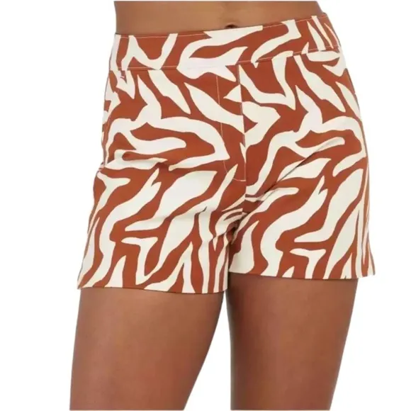 SPANX On-The-Go Printed Zebra Stripe Shorts Brown/White Size Medium NWOT