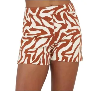SPANX On-The-Go Printed Zebra Stripe Shorts Brown/White Size Medium NWOT