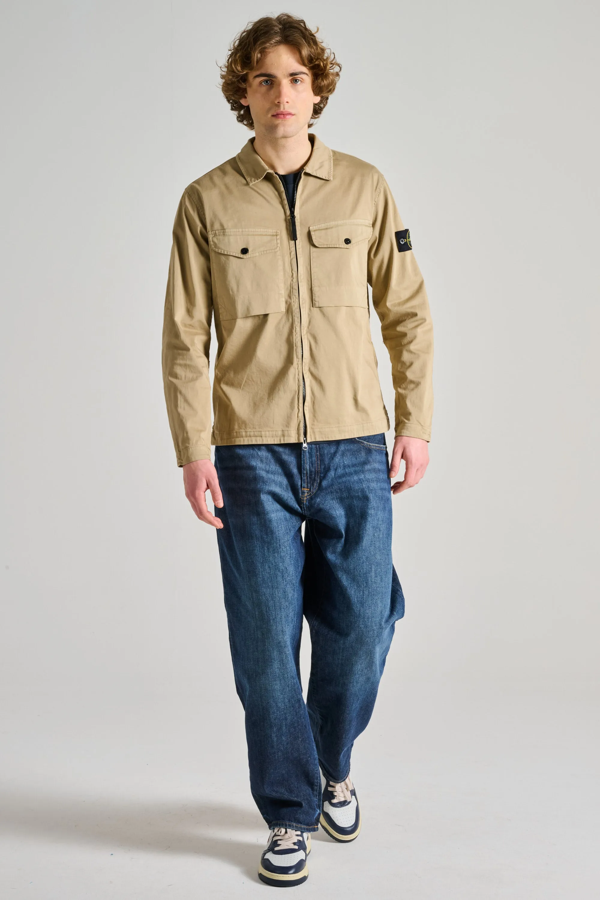 Stone Island Shirts Beige Uomo
