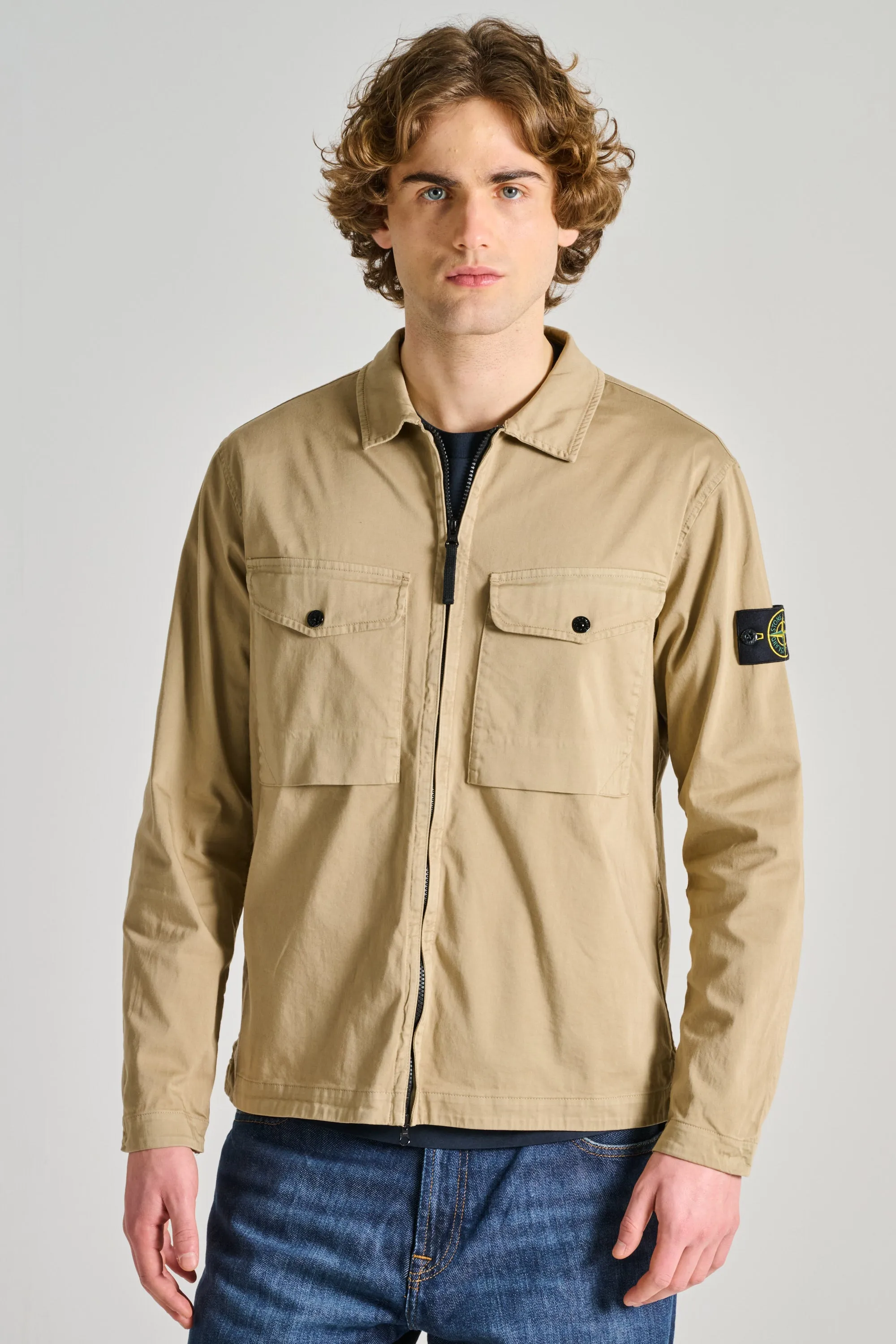 Stone Island Shirts Beige Uomo