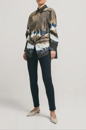 Stretch Cotton Cocoon Oversized Shirt Frias Tie Dye
