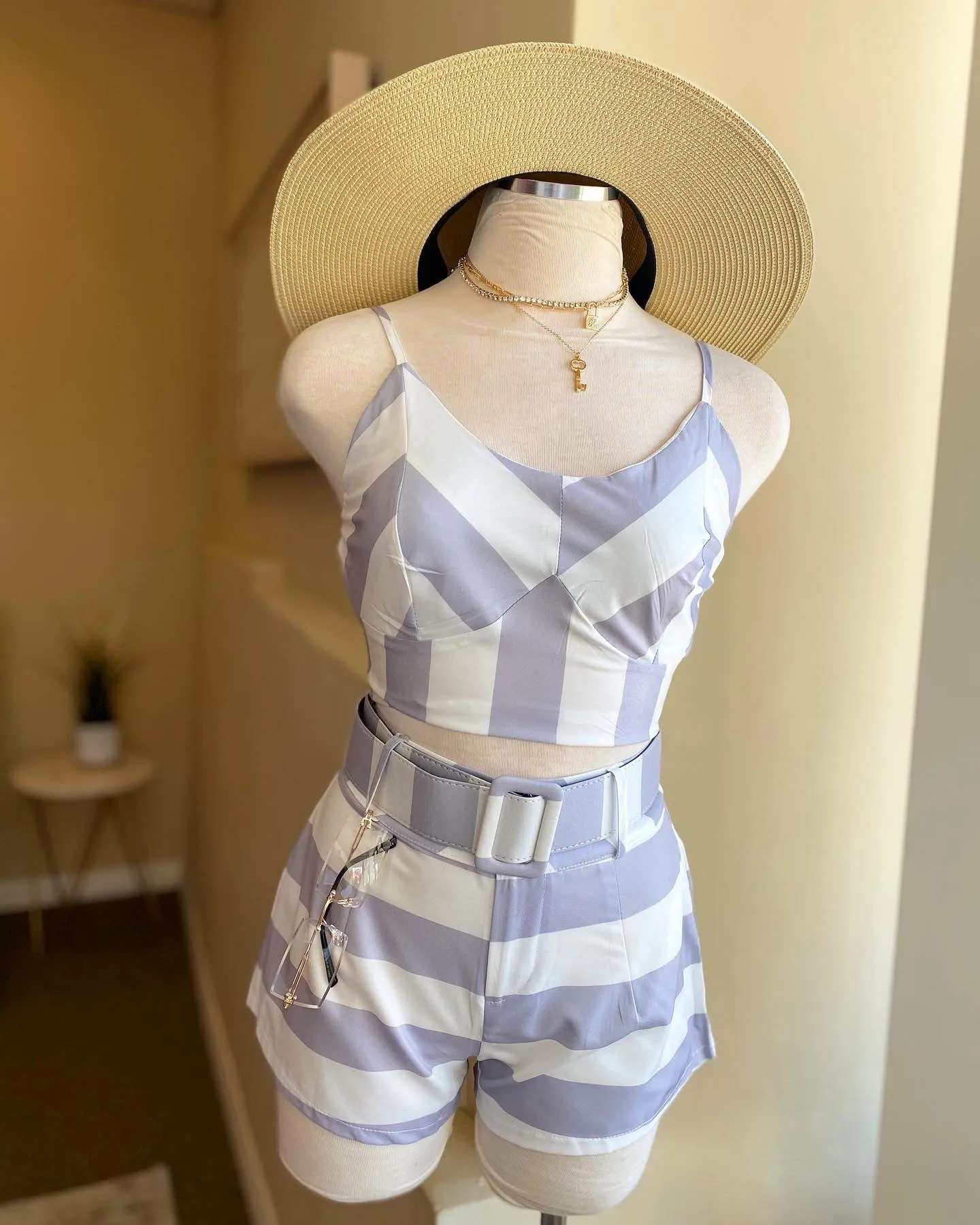 Stripe Belted Shorts Set FINAL SALE