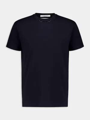 Studded Navy Crew-Neck T-Shirt