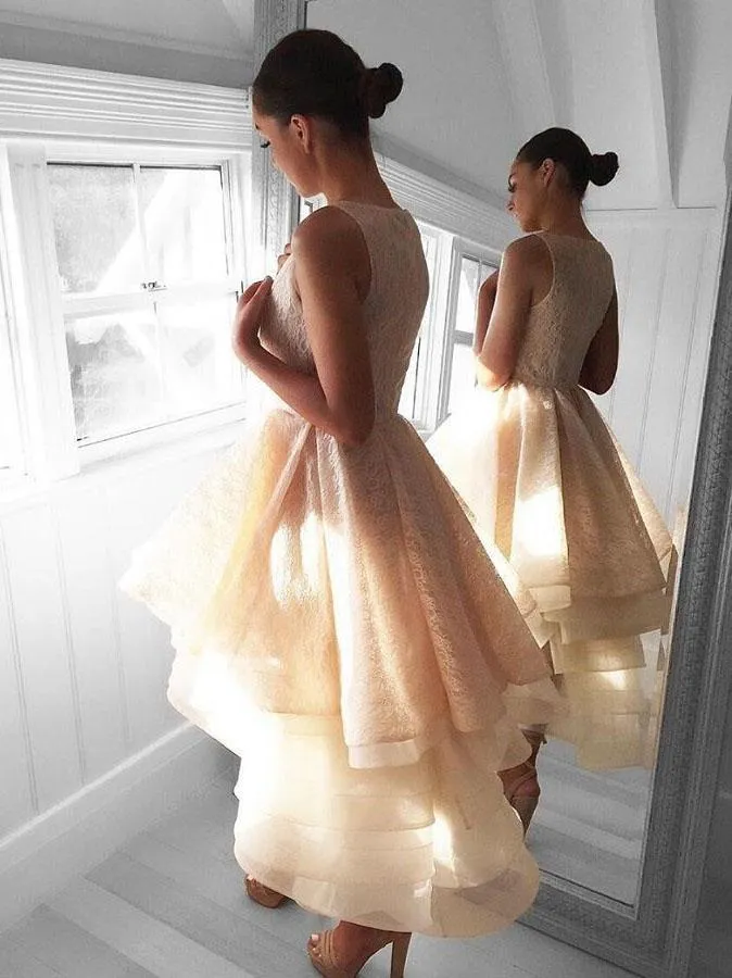Stunning Lace High Low Lace Cheap Short Homecoming Dresses Online, BDY0269