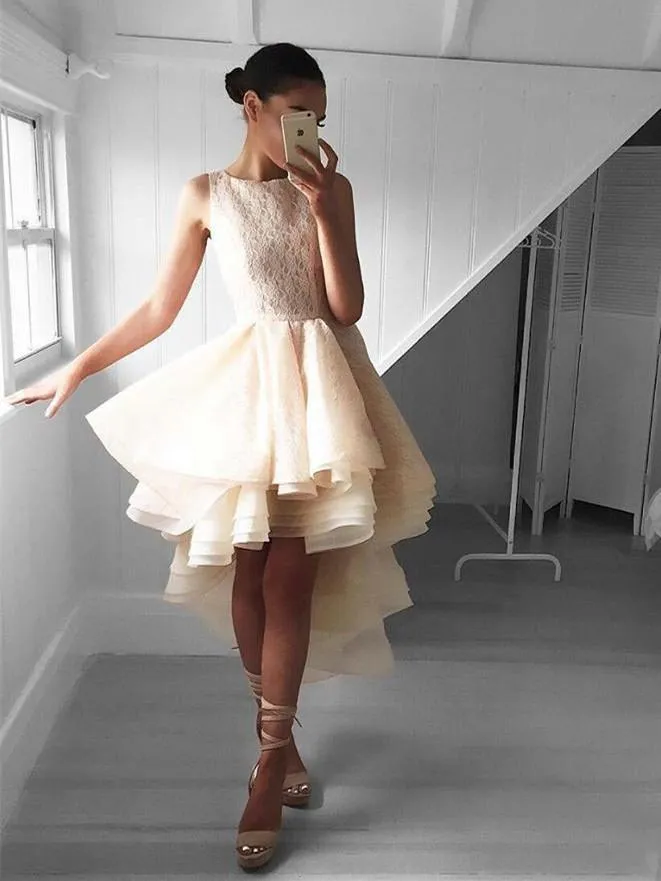Stunning Lace High Low Lace Cheap Short Homecoming Dresses Online, BDY0269
