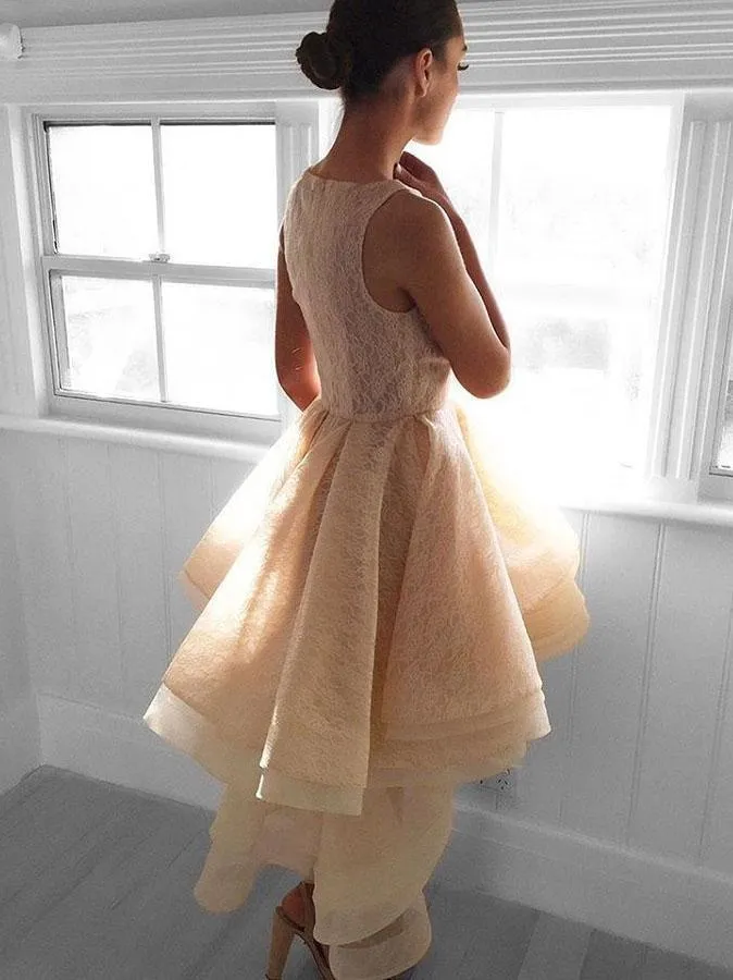 Stunning Lace High Low Lace Cheap Short Homecoming Dresses Online, BDY0269