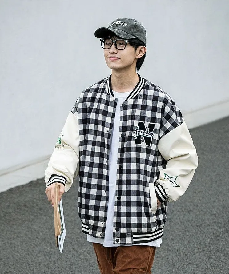 Stylish Button-Up Varsity Jacket for Casual Wear