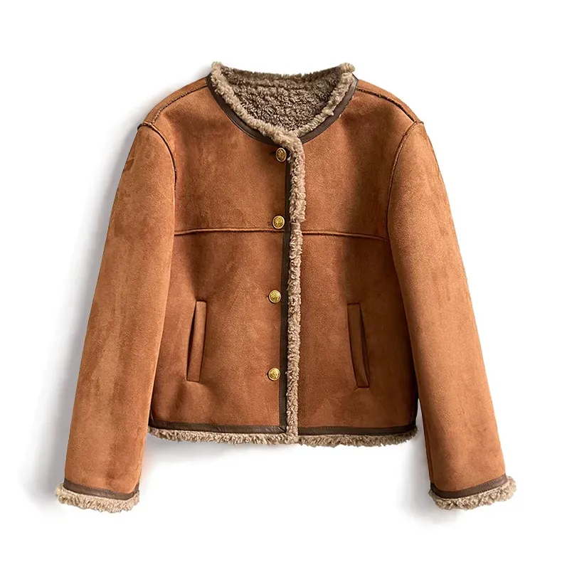 Suede women's jacket with an elegant fit