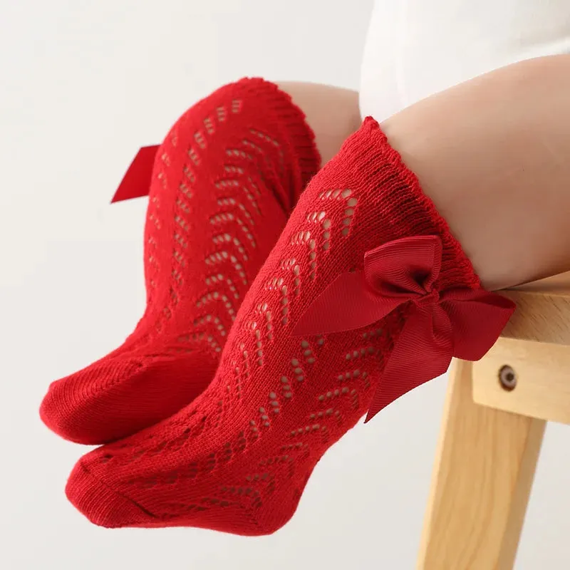 Summer Baby Girls' Knee-High Bow Socks