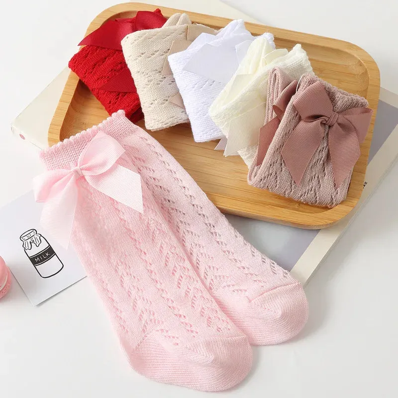 Summer Baby Girls' Knee-High Bow Socks