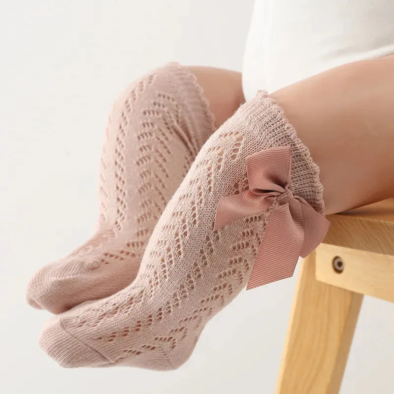 Summer Baby Girls' Knee-High Bow Socks