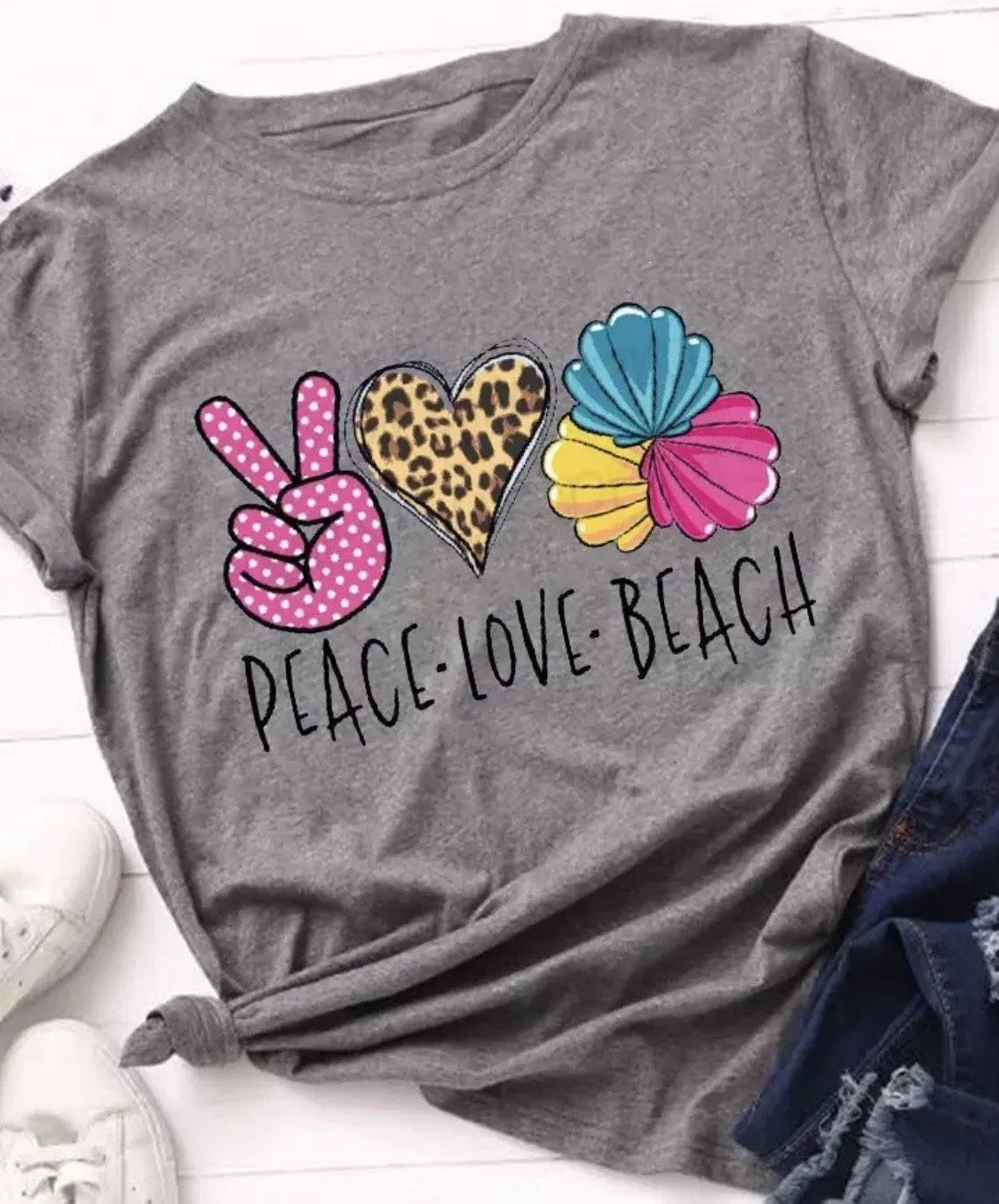 T-shirts Peace Love Coffee Nursing Jeep Music Donuts Gray or white Assorted styles