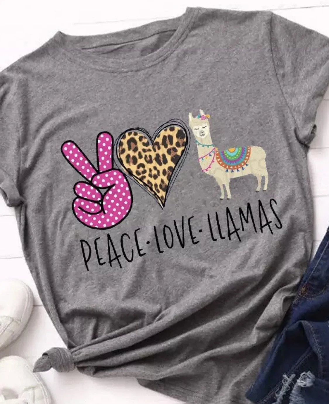 T-shirts Peace Love Coffee Nursing Jeep Music Donuts Gray or white Assorted styles