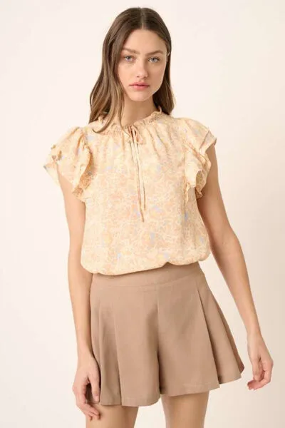 Tan Invisible Side Zipper Pleated Shorts