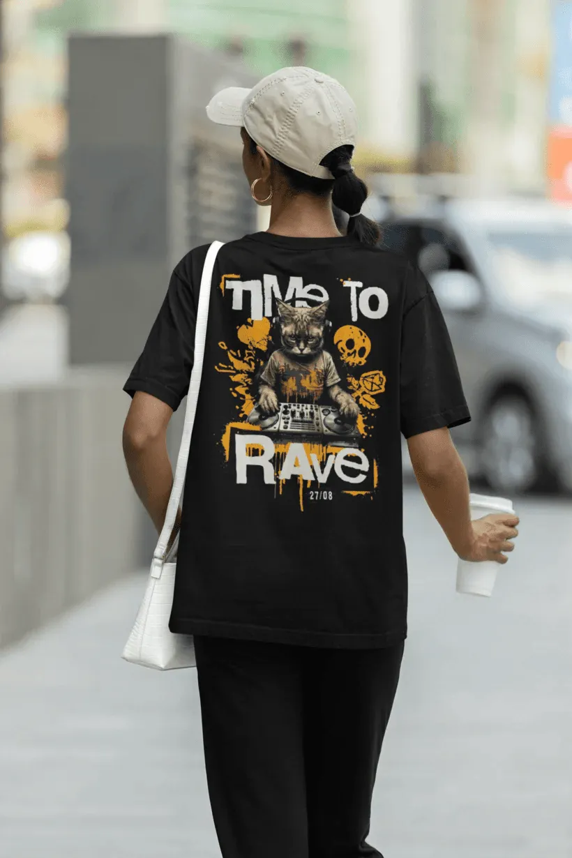 Techno T-Shirt | Time to Rave Cat