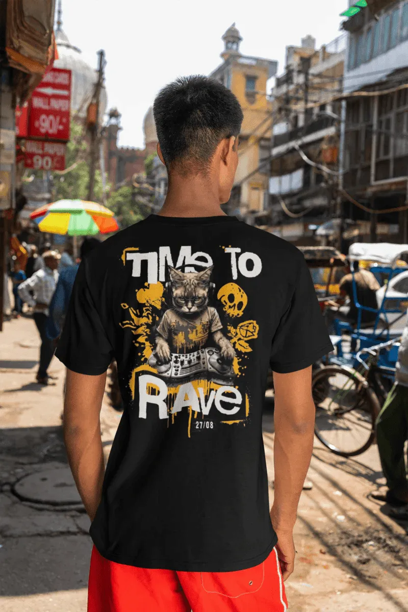 Techno T-Shirt | Time to Rave Cat