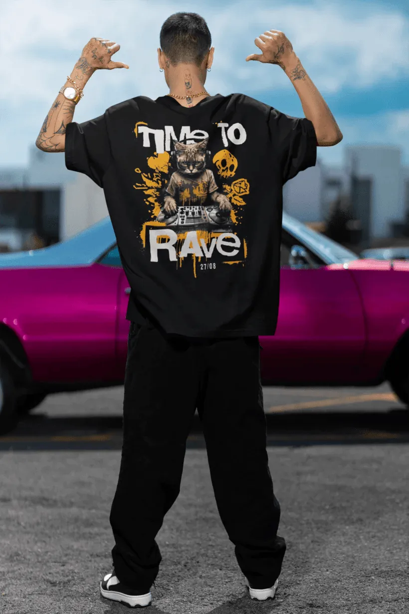 Techno T-Shirt | Time to Rave Cat
