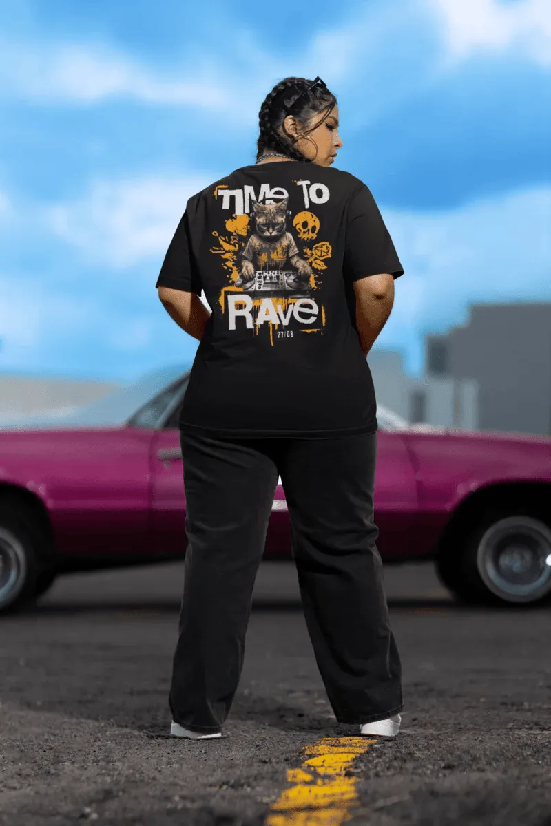 Techno T-Shirt | Time to Rave Cat