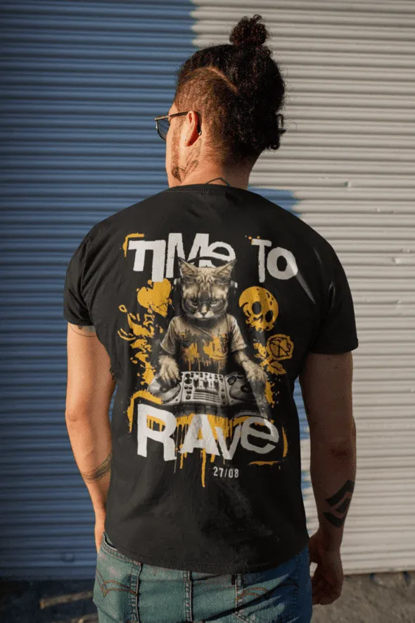 Techno T-Shirt | Time to Rave Cat