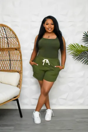 The "Lounge" Army Green Short Set